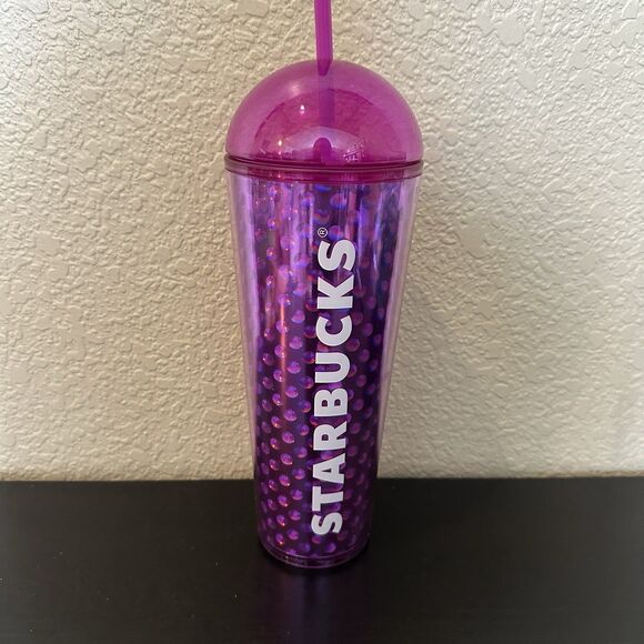 Starbucks Summer 2024 Purple Dome Lid Cold Cup Holographic Dots Venti Tumbler - Picture 1 of 4